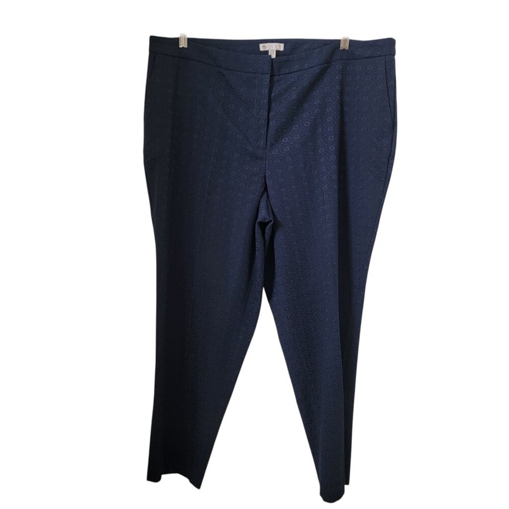 Lila Rose Size 18W Navy Blue with Navy Blue Embossed Pattern Career/Casual Pant